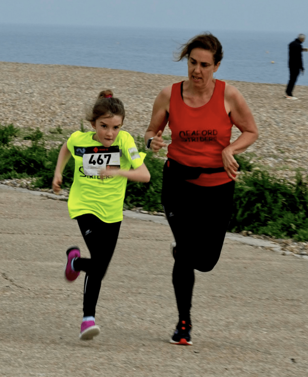 Junior Seaford Striders running 10K run along Seaford Seafront
